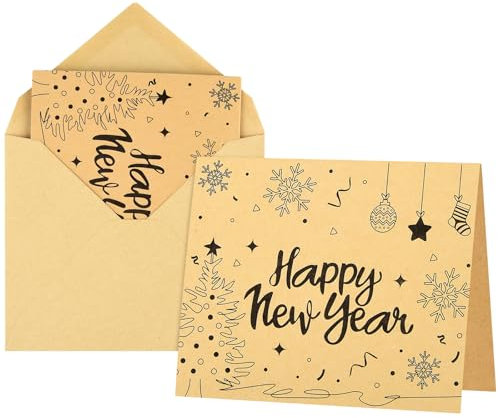 Morcheiong Grußkarten mit Umschlägen und Aufklebern, Kraftpapier, innen blanko, klassischer Stil, 36 Stück