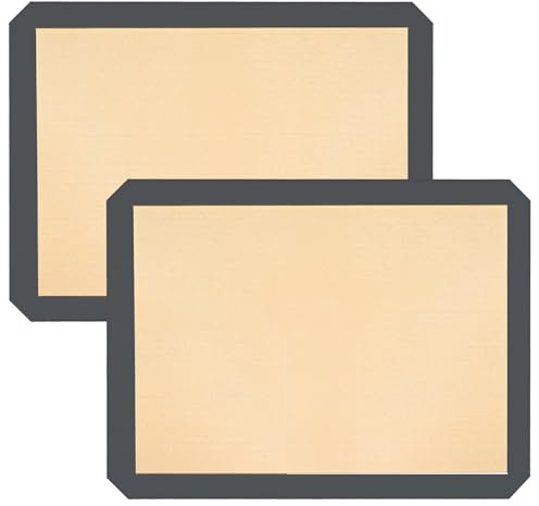 Ninsula Silicon Baking Mats, 16.5x11.6 2-Pack Reusable Silicon Baking Mat Sheet, Baking Sheets Non-Stick, Food Safe Baking Mats Can Be Used For Baking Cookies, Bread, Pizzas