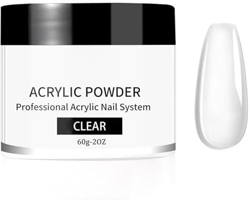 Large Capacity Nude Acrylic Powder for Nail Extensions - 60g False Nail Powder - Ideal for Nail Carving and Sculpting - No Need for Nail Lamp - Clear