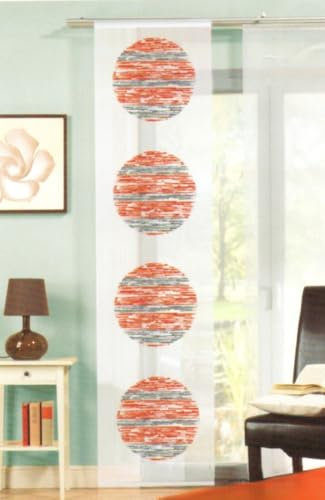 BB-Toy-Trades Schiebevorhang Vorhang Motiv Kreise Rot Grau Gardine Fensterschal Flächenvorhang Schiebegardine aus Voile in Weiss 60 x 245 cm