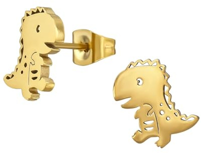 Monkimau Dinosaurier Kinder Ohrringe Chirurgenstahl | Edelstahl Hypoallergen Kinderohrringe | Mädchen Schmuck Geschenk Geschenkidee