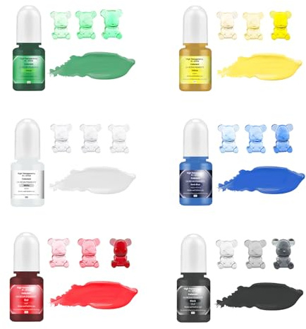 Canollo 6 Stück Farbpigmente für Gießpulver, Epoxidharz Farbe je 5 ml, Farbpigmente Farbe für Gießpulver, Epoxidharz Farben Pigment Farbstoff Set, für Harz Kunst, Gipsfarbe, DIY Kunsthandwerk