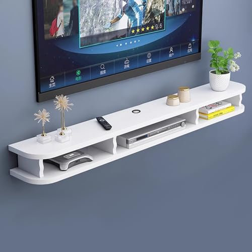 Mobile porta TV stretto in legno per soggiorno e camera da letto mensola galleggiante armadio moderno 140 cm/55 pollici bianco centro intrattenimento