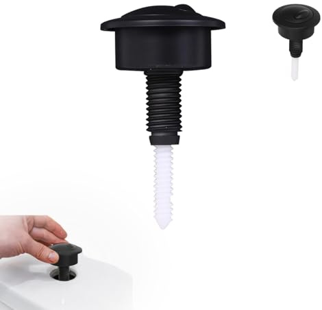 Black Toilet Flush Button, Portable Toilet Push Button Adjustable Replacement Compatible Flusher with for Home Bathroom, Public Restroom, Camper Restroom Repair