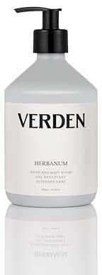 VERDEN Luxury Hand and Body Wash. Shower Gel, Hand Soap, Foaming Soap, Natural Fragrance, Eco, Vegan, Cruelty Free - 500ml (Herbanum - Verbena, Rosemary, Cedarwood)