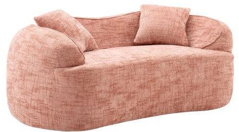 Moderno divano a 2 posti con braccioli e schienale, a forma di mezzaluna, piccolo divano per appartamenti, soggiorno, 170 × 87 × 65 cm, nessun montaggio richiesto (rosa)