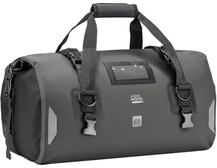 KEMIMOTO Motorrad Hecktasche 65L, IPX6 wasserdichte Motorradtasche Gepäckrolle mit Schnellverschlussgurten, Große Kapazität & Mehrere Fächer, Ideal für Touring, Camping, Motorradfahren, Wassersport