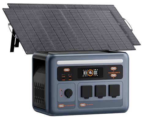 OSCAL PowerMax 1800SE Tragbare Powerstation mit 2x200W Solarpanel, 1024Wh LFP Batterie Backup mit 3x1800W AC Ausgäng, Schnellladung von 0-80% in 45 Mins Solar Generator, Notstromaggregat für Camping