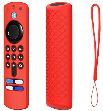 WheatThrive Silikonhülle, Fernbedienungsabdeckung, stoßfester Griff, rutschfest, leicht, für Fire TV Stick 4K Voice Remote, Schwarz