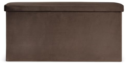 OHS Storage Ottoman Bench Matte Velvet Foldable Box with Lid, Chocolate