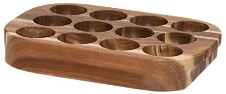 Natural Elements KitchenCraft - Plateau à Œufs en Bois d'Acacia avec Poignées Incrustées, Collection, 25 x 17.5 cm - Marron