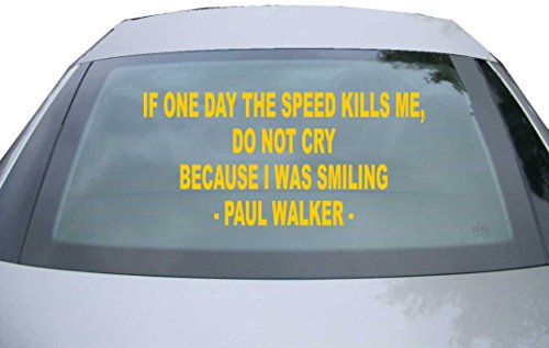 INDIGOS UG - Aufkleber Heckscheibe & Motorklappe - Gold - 600x285 mm - if one Day The Speed Ki s me - Auto Scheiben Fenster Heckklappe Tuning Racing JDM - Die Cut