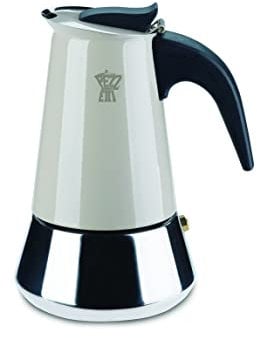 Pezzetti, Steelexpress Caffettiera 10 Tazze in Acciao Inox, Manico Ergonomico Resistente al Calore, Adatta a Tutti i Piani Cottura, Adatta ai Piani Induzione, Color Tortora