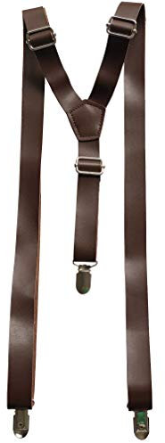 Hochzeit Vintage Kaffee rustikal braun dunkelbraun schwarz breit PU Leder Hosenträger für Männer Hosenträger (Dunkel)