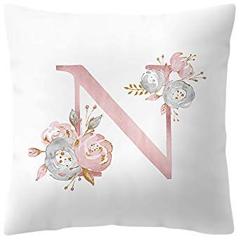 Xmiral Briefe Kissenbezug Weiß Englisch Alphabet Sofakissenbezug 45x45 cm(N)