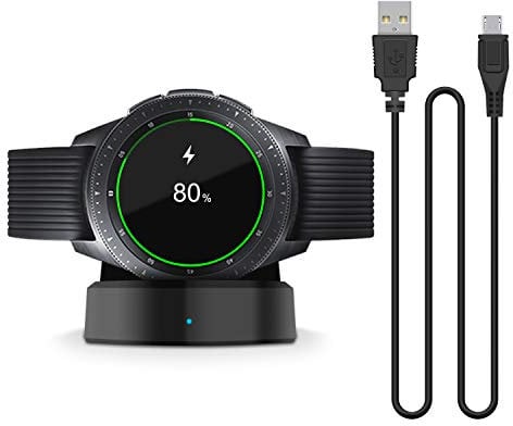 FASTSNAIL Charger for Samsung Galaxy Watch 42mm 46mm, Wireless Fast Charger Dock for Samsung Galaxy Smart Watch SM-R800 R810 R815 Portable Charging Cradle Dock Charger Stand with USB Cable(Black)
