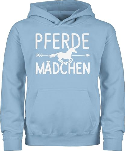 Kinder Hoodie Jungen - Pferd - Pferde Mädchen - Pferdemädchen - 128 (7/8 Jahre) - Hellblau - pferdepulli pferdepullover reiten fjordis pullover pferdepullies reithoodies pferdeliebhaber ich geh