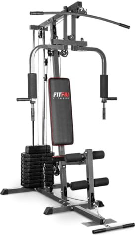 FITFIU Fitness GYM-100 - Mehrstationen-Fitnessgerät für Fitnessgewichte, Butterfly-Station, Rudern, Schultern, Rücken, Bizeps, Trizeps, Quadrizeps, Beinübungen