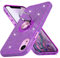 wisdompro Glitter Case for iPhone XR 6.1 Inch, Cute Bling Sparkle Protective Shockproof Phone Case Cover with 360° Ring Holder Kickstand, Anti-Scratch - Purple