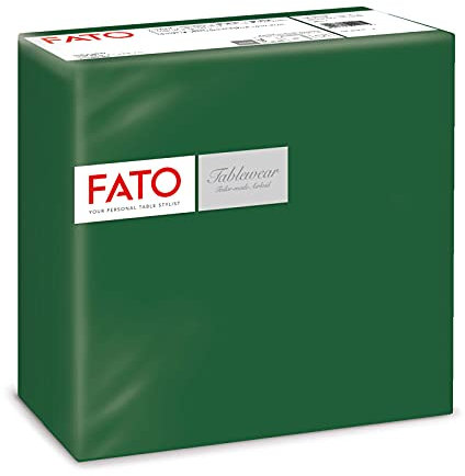 Fato, serviettes en papier, airlaid, effet textile, paquet de 50 serviettes, format 40x40 pliées en 4, couleur vert forêt