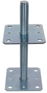 NAJDER Pfostenträger 80x80 mm Höhenverstellbar 250 mm Regulierbar Gewinde M24 mm Bodenfuß Silber Verzinkt Höhenverstellbar Betonfuß Zum Aufschrauben Stützenfuß (80x80x250 mm)