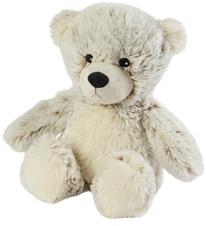 Warmies Marshmallow Bear Wheat Bag Passe au micro-ondes, ours en peluche avec de la lavande française, coussin chauffant entièrement chauffant taille junior, peluche chaude ou froide