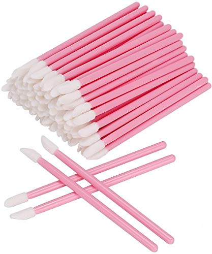 Disposable läppborstar sminkborste läppstift läppglans väggar applikatator verktyg makeup skönhetsverktygssatser (100, rosa)