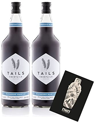 Tails Cocktails 2er Set Espresso Martini 2x 1L (14,9% Vol) Fertig Cocktail Ready to Drink mit Mixcompany Grußkarte- [Enthält Sulfite]
