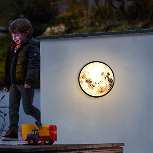 15W LED Wandlampe Kinderzimmer Modern Wandleuchte Innen mit Fernbedienung Mond Lampe 3D Wand Nachtlicht Dimmbar Bettlampe Wandmontage Schlafzimmer Nachttischlampe Kinder Jungen Mädchen Wandbeleuchtung