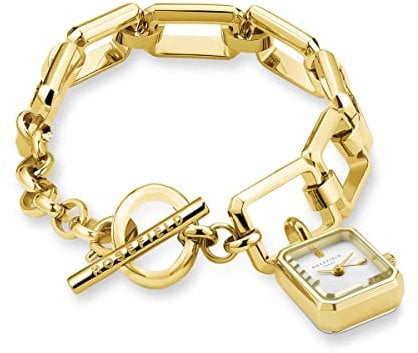 Rosefield The Octagon Charm Chain White Gold mit Weißes Zifferblatt und 18,5x15 mm Goldgehäuse SWGSG-O52 Edelstahl
