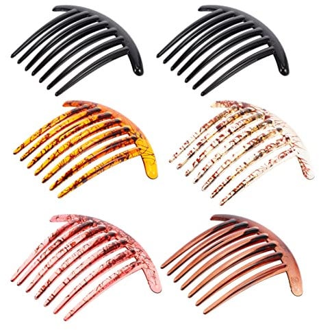 OSALADI Bridal Jewelry 6pcs French Hair Side Combs, 7 Teeth Combs Resin Large Interlocking Combs Hair Clips Wedding Hair Accessories for Women, Random Color Lady Parts
