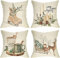 Ussap Warm Winter Wishes Dekorative Wurfkissenbezug 4er Set Rentier Elch Skating Stiefel Let It Snow Dekoration, Weihnachten Tannenzapfen Kerze Heißer Kakao Bauernhaus Sofa Kissen Fall Dekor 20x20