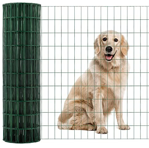The Mesh Company Garden Fencing Mesh Green PVC Coated Galvanised Steel Welded Wire Mesh Roll Strong Netting | 1m x 25m Roll Super Heavy Wire Fence Mesh