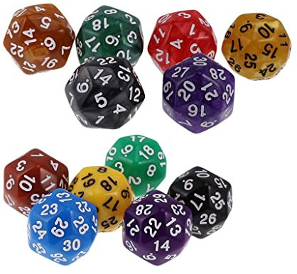 Dadi Poliedrici 12 Pezzi per Giochi di Ruolo E Giochi da Tavolo - Dadi D30 da 30 Facce per Giochi di Dadi