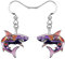 NEWEI Cute Emaille Wal Oktopus Qualle Hai Ohrringe Seepferdchen Strand Schmuck für Damen Frauen Mädchen Meerestiere Geschenke (Violetter Hai)