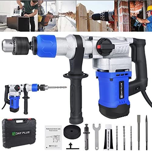 Bohrhammer Set mit 1500 Watt – Mit Zubehör, Meißel und Koffer – Perfekt für Beton – Mit Meißelfunktion (enorme 6 Joule) - Robuster Bohrhammer