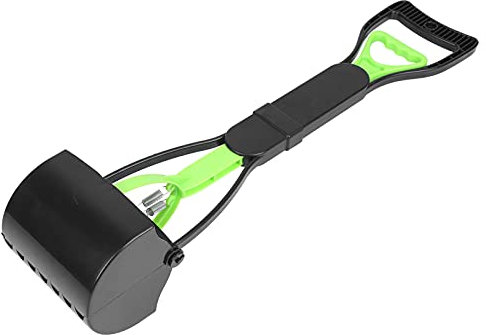 Pala para Perros, Recogedor de Caca Fácil en la Parte Superior, Recogedor Residuos de Mascotas con Mango Extralargo Herramienta Limpieza para Suministros Hierba y Grava para Perros (Verde+Negro)