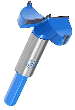 TOP-VIGOR 42mm Forstner Drill Bit, Tungsten Carbide Wood Auger Drill Bit Hole Saw Opener for Woodworking Hinge Hole Drilling Boring Bit Cutter Blue