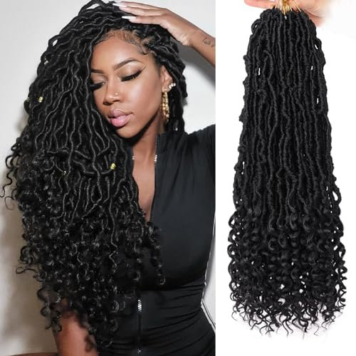 Samtress 7 Packs Faux Locs Crochet Hair avec extrémités bouclées 18 pouces pré-loopées tresses cheveux naturels déesse noire Nu Locs tresses synthétiques extensions de cheveux