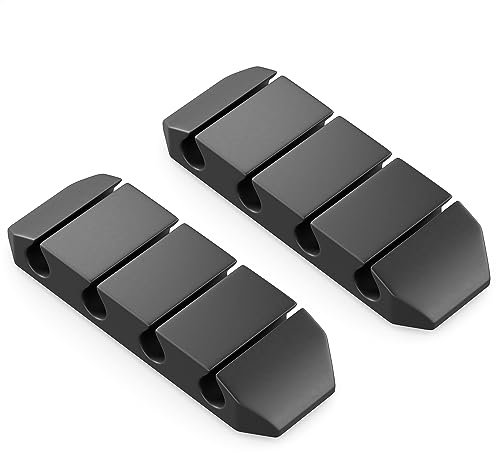 deleyCON 2 Stück Kabelhalter selbstklebend Kabelführung Kabel Fixierung Organizer Kabel Clips Kabelbefestigung Kabel Management Kabelklemmen - für 4 Kabel - Büro Schreibtisch Auto Hobbyraum Schwarz