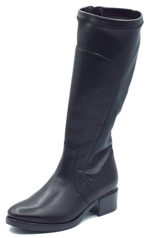 Melluso K91854D Nero Stivali con Tacco Basso per Donna in Pelle e Tessuto Elasticizzato (Taglia 40)