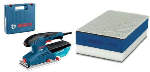 Bosch Professional Levigatrice Orbitale GSS 23 AE IK, Diametro di Orbita Ø: 2 mm, in Custodia + 1x Spugna EXPERT Dual Density per Legno, 80 x 133 mm