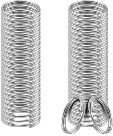 TOAOB 50pcs Porte-Clés Plats Double Boucle en Acier Inoxydable Attache Mousquetons Fermoirs 10mm Argent Ronds pour Accessoires Voiture DIY Anneau Artisanat Crochets Anneaux Autres Travaux
