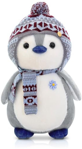 Wishstar Kuscheltier Pinguin Plüschtier, Stofftier Schmusetier zum Kuscheln & Spielen, Plüschtier Pinguin Geschenk, Pudgy Penguins Plush Für Kinder(Grau 20cm)