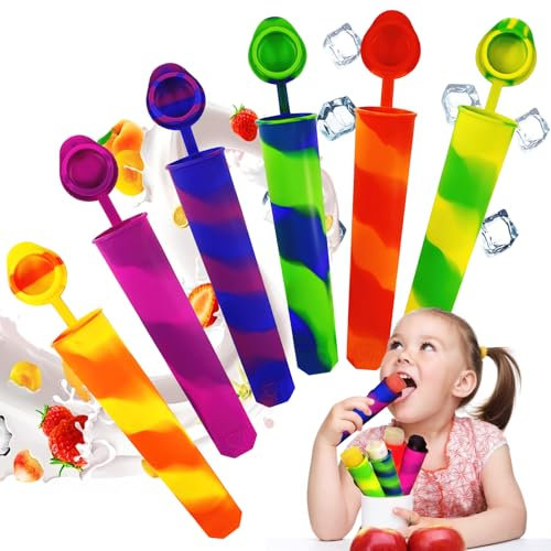 badaren Paquete de 6 Moldes de Helado, Moldes Helados Silicona Colorido, Molde para Helados Silicona, sin BPA, Reutilizable, Adecuado para Niños y Adultos para Hacer Paletas de Helado (camuflaje)