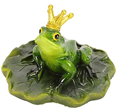 itsisa Frosch König auf Blatt D:13,5 cm, Teich Deko - Froschkönig, schwimmend, Deko Vogeltränke, Gartenteich, Schwimmtiere, Gartendeko