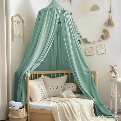 Baldachin Kinderzimmer Baby Betthimmel Riesig Betthimmel Kinder Himmelbett Vorhänge Prinzessin Baldachin für Spiel Lesen Schlafzimmer Ankleidezimmer Hellgrün