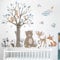 decalmile Wandtattoo Waldtiere Baum Boho Wandaufkleber Bär Fuchs Hirsch Wandsticker Kinderzimmer Babyzimmer Wohnzimmer Wanddeko
