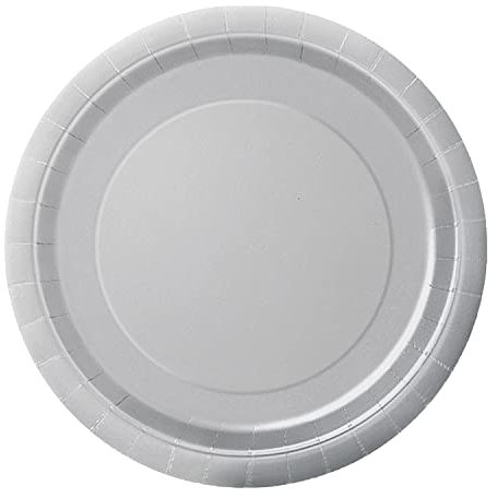 Trimming Shop Platos de postre redondos resistentes de 7 pulgadas, platos desechables plateados de 18 cm, paquete de 16 – Vajilla de papel con temática de color para barbacoas, bodas, aniversarios,