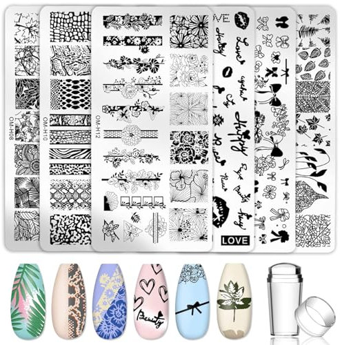 Nagelstempel Set, 6 Stück Nagelstempel Set, Nagel Stempel,Template Schablonen,Art Stamping Stempel, für Maniküre DIY Image Drucken